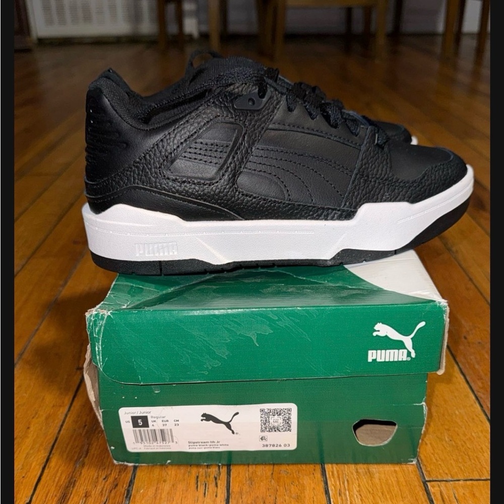 Puma Black and White Leather Sneakers